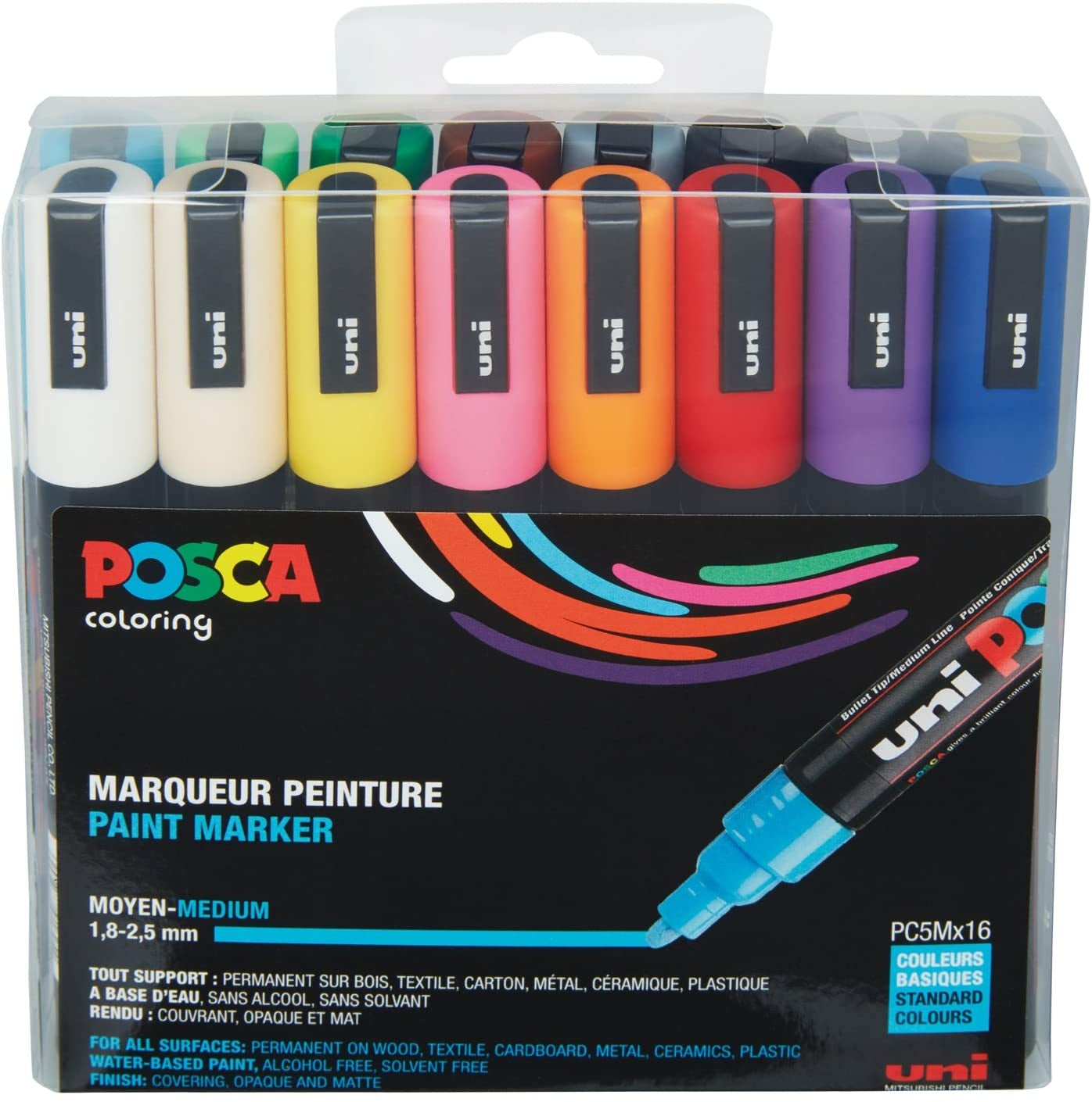 16 Posca Markers 3M, Posca Pens for Art Supplies, School Supplies
