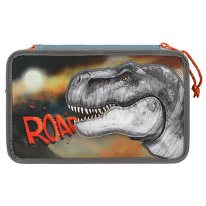 Dino World Triple Compartment Filled Pencil Case ROAR