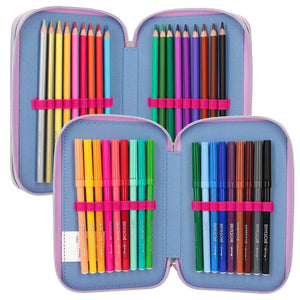 TOPModel Triple Compartment Filled Pencil Case