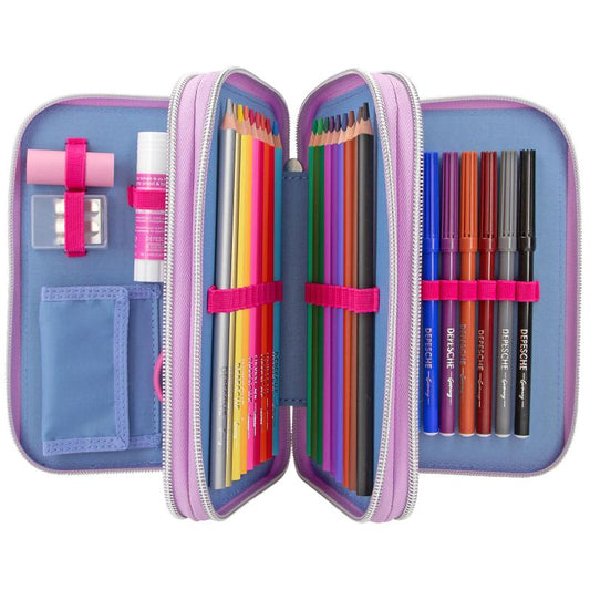 TOPModel Triple Compartment Filled Pencil Case