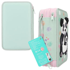 TOPModel Triple Compartment Filled Pencil Case - Wild Panda