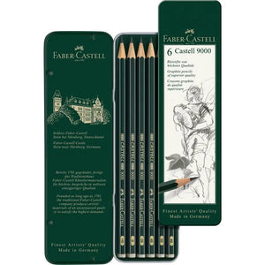 Castell 9000 Tin Of 6 Drawing Pencils