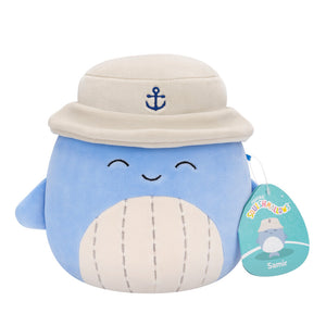 Squishmallows 7.5 Inch -Samir the Blue Whale with Bucket Hat