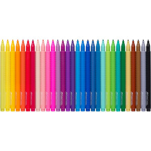 Grip Fibre Tip Colour Markers (Wallet Of 30)