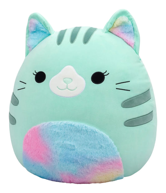 Squishmallows 20 Inch - Corinna Teal Cat with Tie-Dye Fuzzy Belly