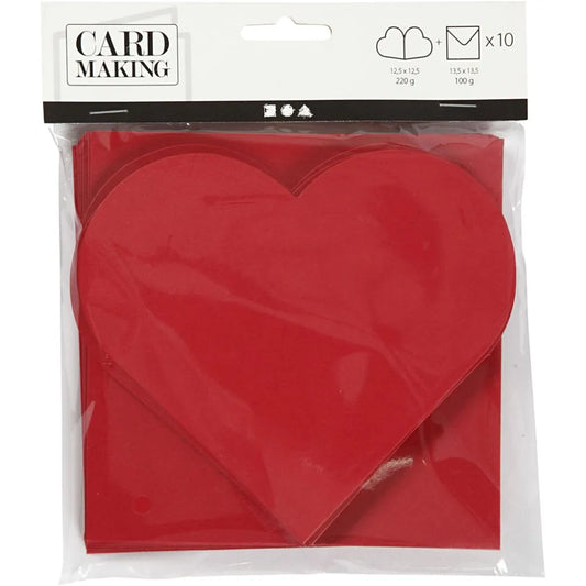 Heart-Shaped Cards  - Red (10 Set)