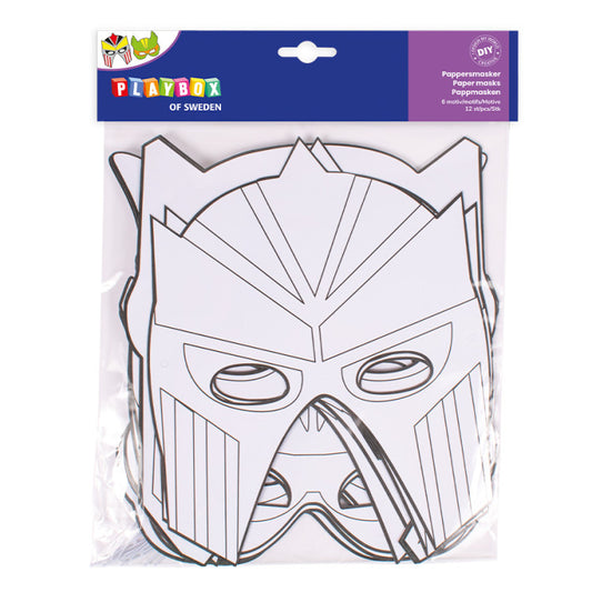 Paper masks superhero 12 pcs