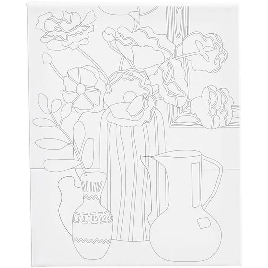 Colour-in Canvas with Print - Floral Still Life