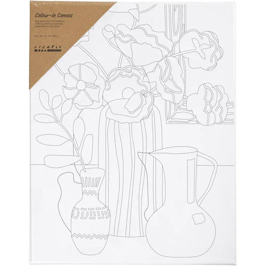 Colour-in Canvas with Print - Floral Still Life