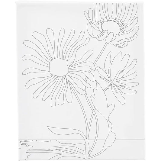 Colour-in Canvas with Print - Large Flowers