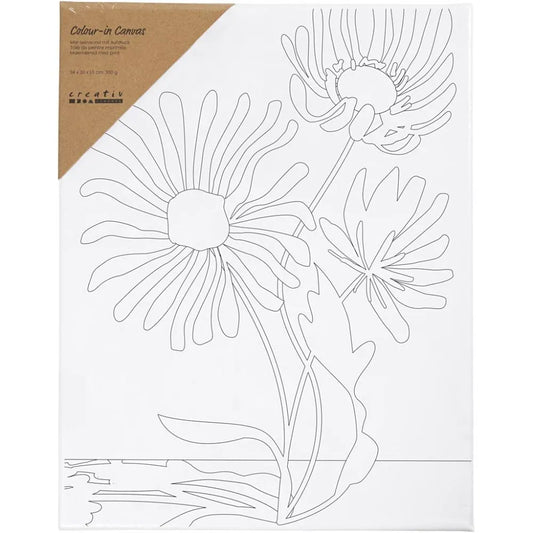 Colour-in Canvas with Print - Large Flowers