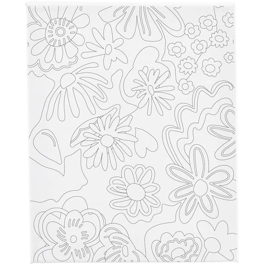 Colour-in Canvas with Print - Flowers