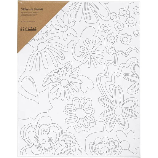 Colour-in Canvas with Print - Flowers