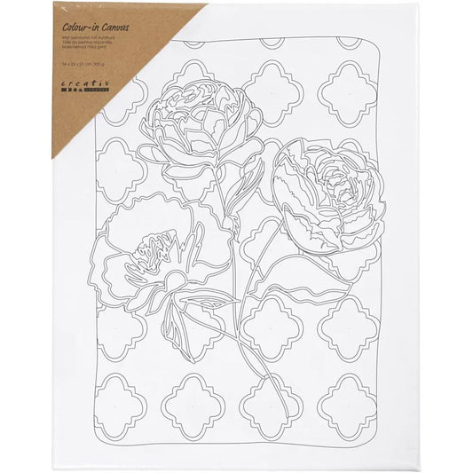 Colour-in Canvas with Print - Roses