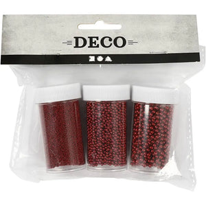 Mini Glass Beads - Red (3 Sizes)