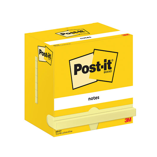 Post-it Notes 76x127mm 100 Sheets Canary Yellow (Pack of 12) 655-CY