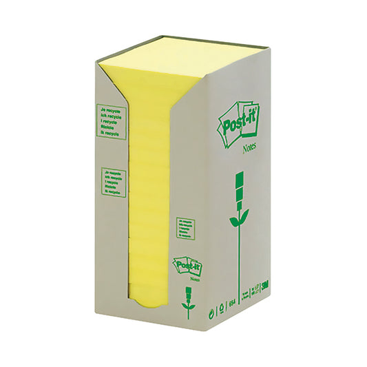 Post-it Notes Recycled Tower 76x76mm Canary Yellow (Pack of 16) 654-1T