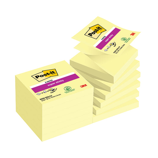 Post-it Z-Notes Canary Yellow 76x76mm 90 Sheet (Pack of 12) 7000048167