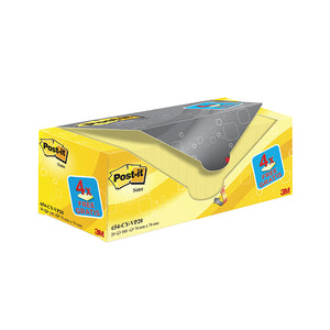 Post-it Notes 76x76mm Canary Yellow (Pack of 20) 654CY-VP20