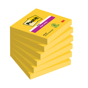 Post-it Notes Super Sticky 76x76mm Ultra Yellow 90 Sheets (Pack of 6) 654-S6