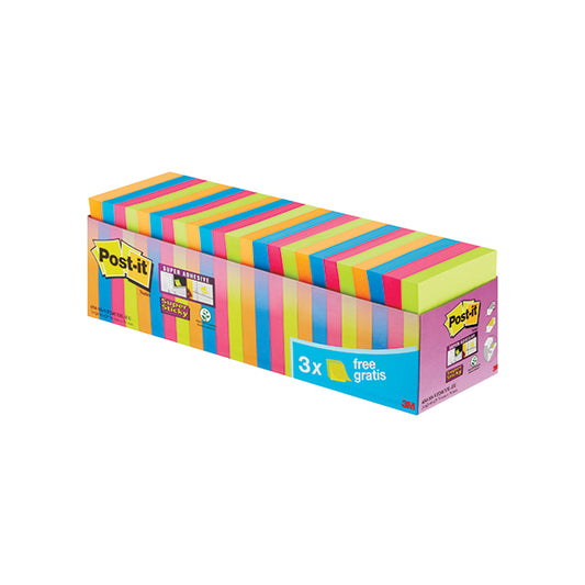 Post-it Super Sticky 76x76mm Assorted (Pack of 24) 654-SS-VP24COL-EU