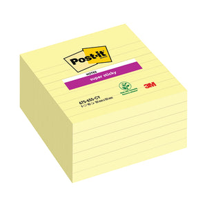 Post-it Super Sticky 101x101mm Lined Canary Yellow (Pack of 6) 675-SS6CY