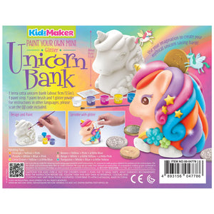 KidzMaker Paint Your Own Glitter Unicorn Bank Kit