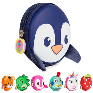 boppi Tiny Trekker Kids Keyring Pouch Coin Purse Blue Penguin