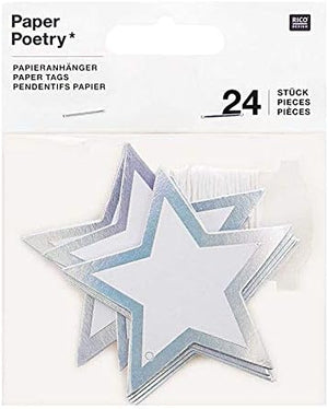 Rico Design Silver Star Hanging Labels (24 Pack)