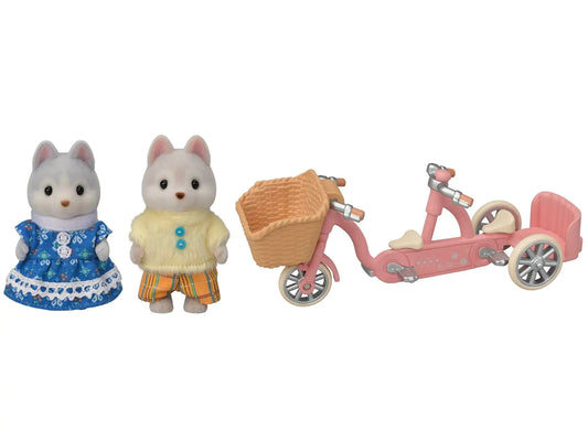 Sylvanian Families Tandem Cycling Set - Husky Sister & Brother