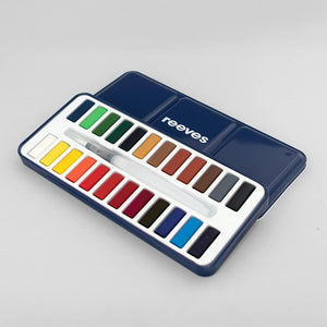 Reeves Watercolour Tin Set - 24 Pans with Waterbrush