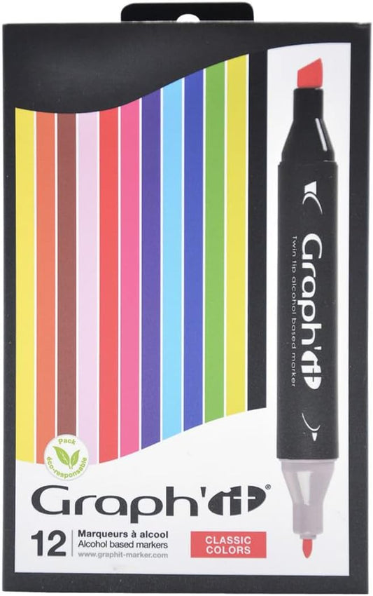 GRAPH'IT Double Ended Alcohol Markers - Classic (Pack of 12)