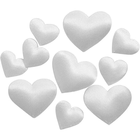 Satin Hearts - White (Pack of 70)