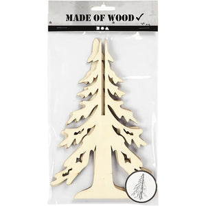 Wooden Christmas Tree Snowy 20cm