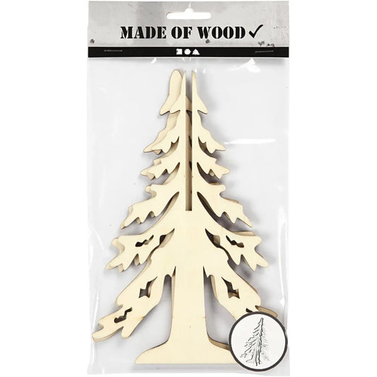 Wooden Christmas Tree Snowy 20cm