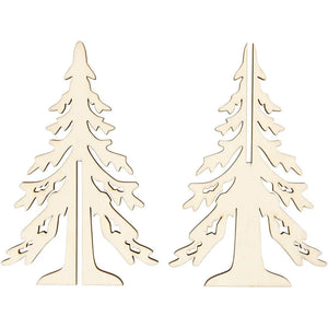 Wooden Christmas Tree Snowy 20cm