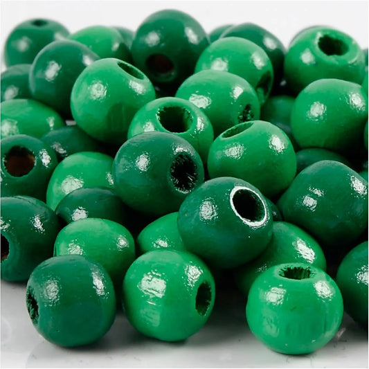 Wooden Beads Hole Size 3mm, 22g - Green