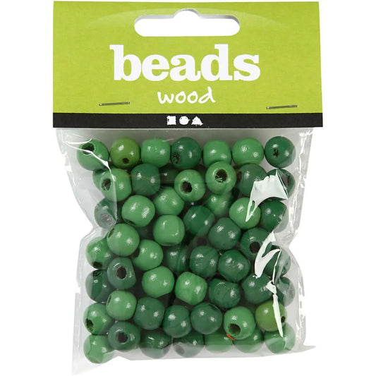 Wooden Beads Hole Size 3mm, 22g - Green