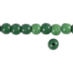 Wooden Beads Hole Size 3mm, 22g - Green