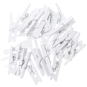 Wooden Peg Clips 3cm - White (24 pieces)