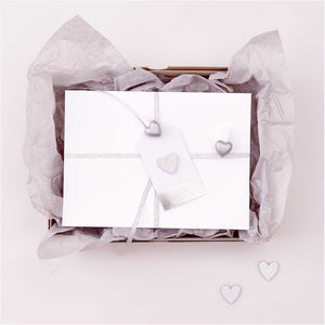 DECO CLIP WHITE, SILVER HEART 8 PCS