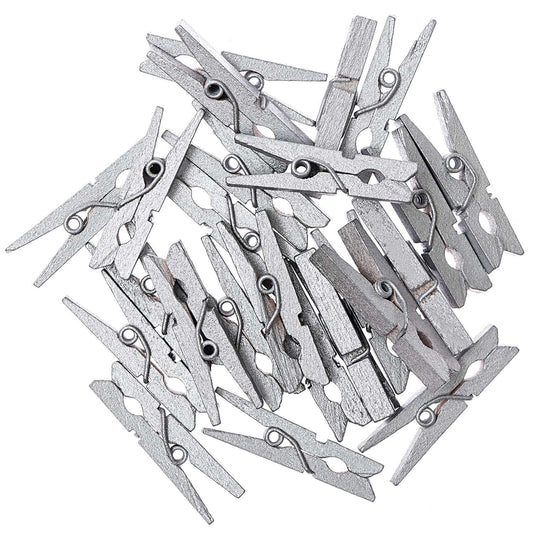 WOODEN CLIP, SILVER 24 PCS