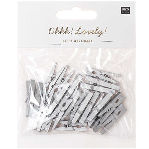 WOODEN CLIP, SILVER 24 PCS