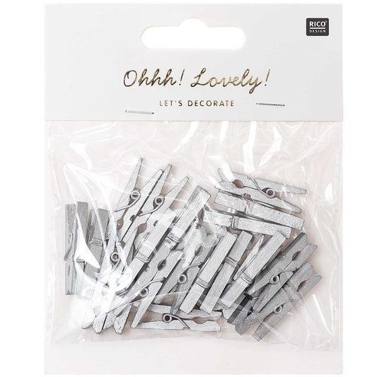 WOODEN CLIP, SILVER 24 PCS