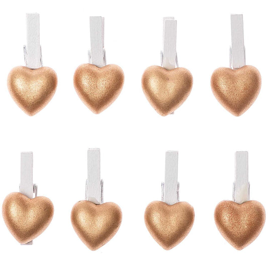 DECO CLIP WHITE & GOLDEN HEART 8 PCS