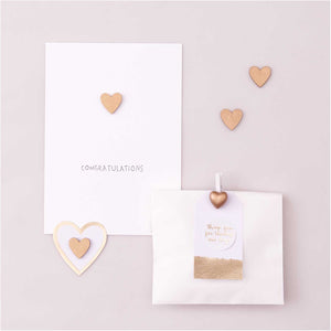 DECO CLIP WHITE & GOLDEN HEART 8 PCS