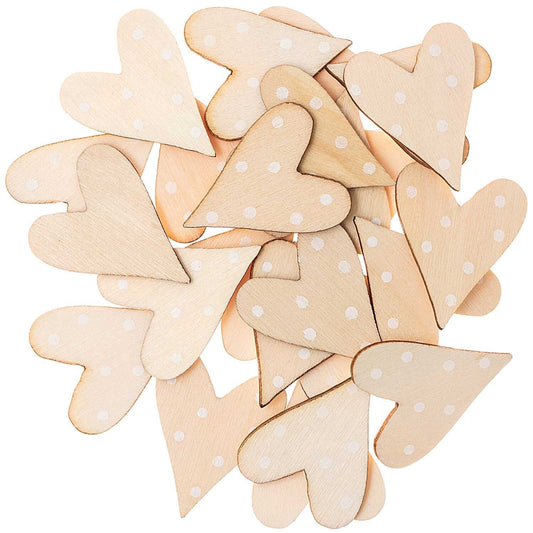 Wooden Heart - White Dots (24 pieces)