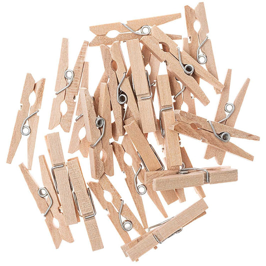 Wooden Pegs clips 3cm - Nature 24 pieces