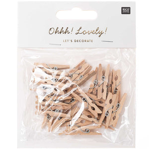 Wooden Pegs clips 3cm - Nature 24 pieces