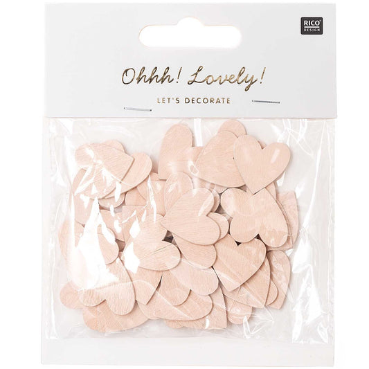 Wooden Hearts - Powder Pink (48 pieces)